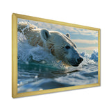 Polar Bear Swimming In Artic Sea - Bear Canvas Wall Art