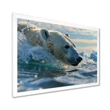 Polar Bear Swimming In Artic Sea - Bear Canvas Wall Art