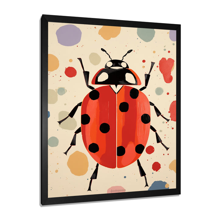 Lady Bug Vintage Retro Illustration - Insects &amp; Bugs Canvas Wall Art