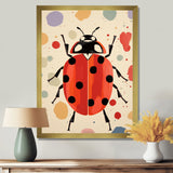 Lady Bug Vintage Retro Illustration - Insects & Bugs Canvas Wall Art
