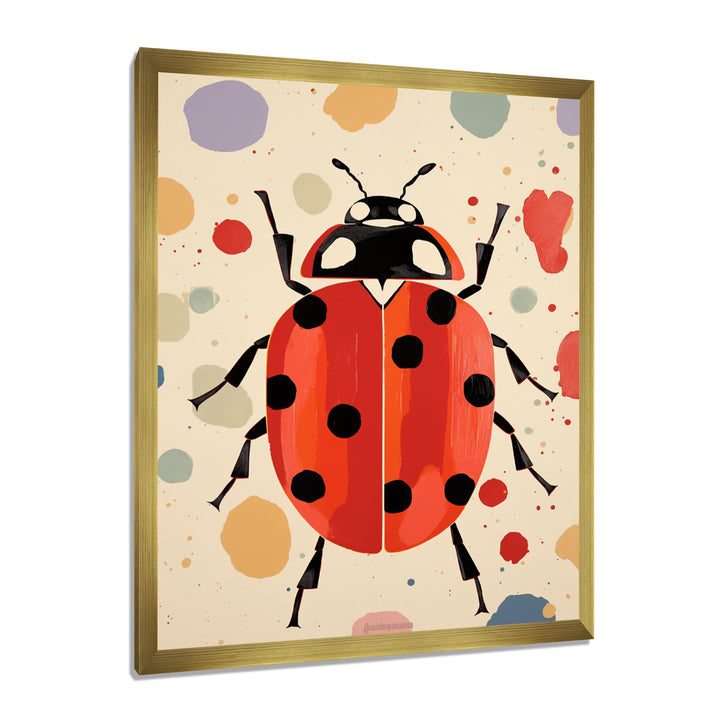 Lady Bug Vintage Retro Illustration - Insects &amp; Bugs Canvas Wall Art