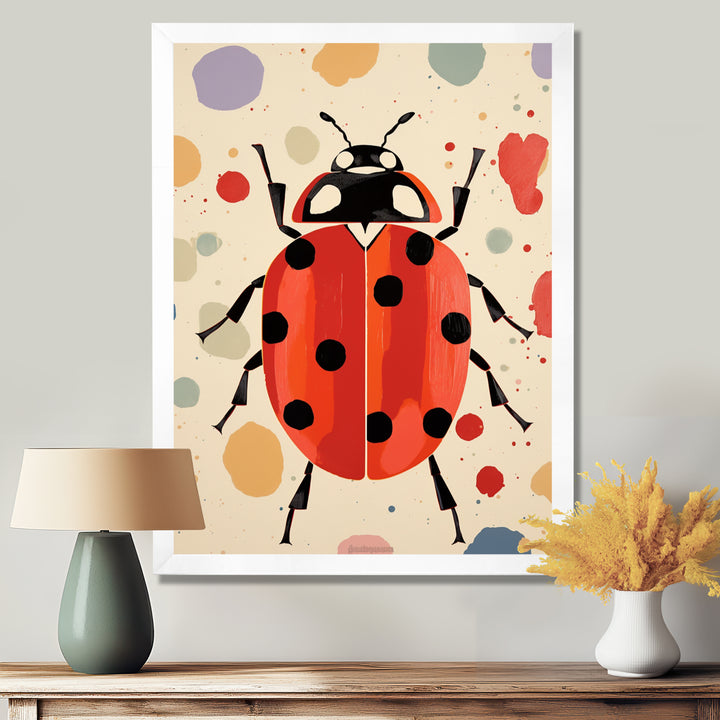 Lady Bug Vintage Retro Illustration - Insects &amp; Bugs Canvas Wall Art