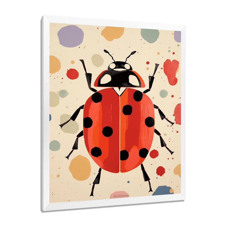 Lady Bug Vintage Retro Illustration - Insects &amp; Bugs Canvas Wall Art