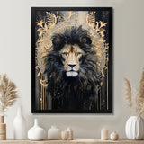 Majestic Lion Retro Collage - Lion Framed Canvas Art