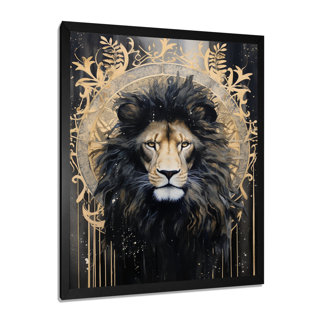 Majestic Lion Retro Collage - Lion Framed Canvas Art