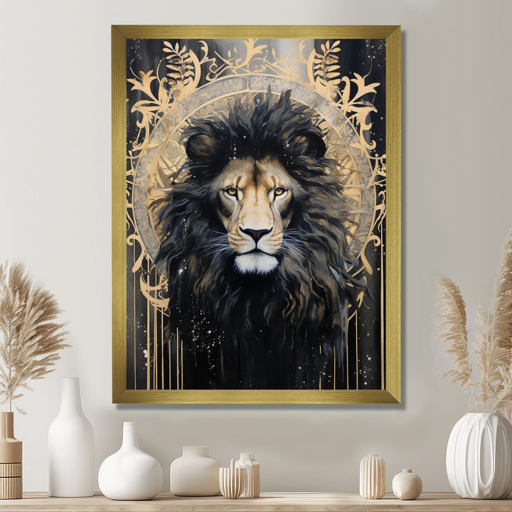 Majestic Lion Retro Collage - Lion Framed Canvas Art