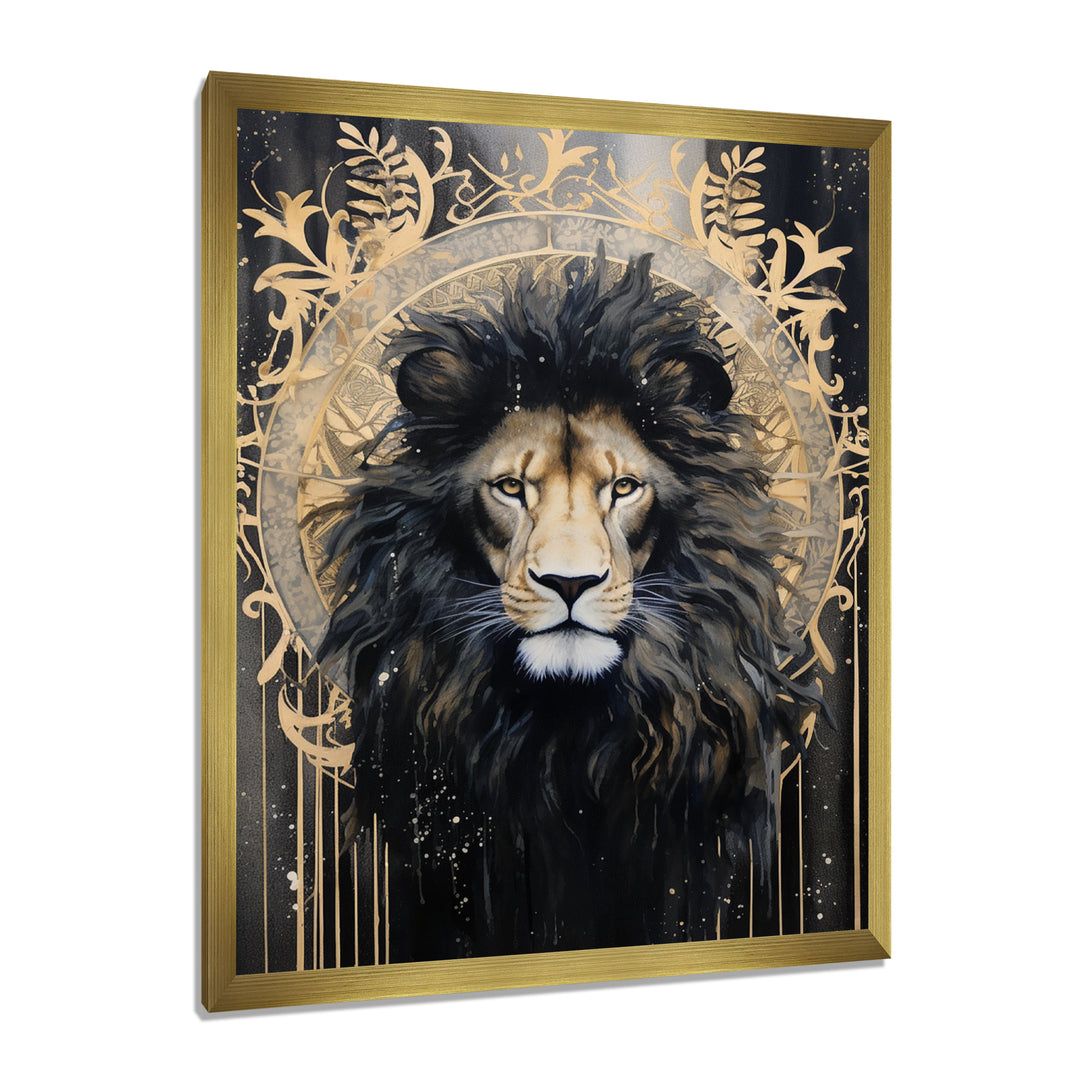 Majestic Lion Retro Collage - Lion Framed Canvas Art