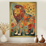 Flowerful Boho Lion Retro Illustration - Lion Living Room Wall Art