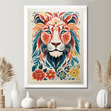 Multi-color LION GRAPHIC - Lion Bedroom Wall Art