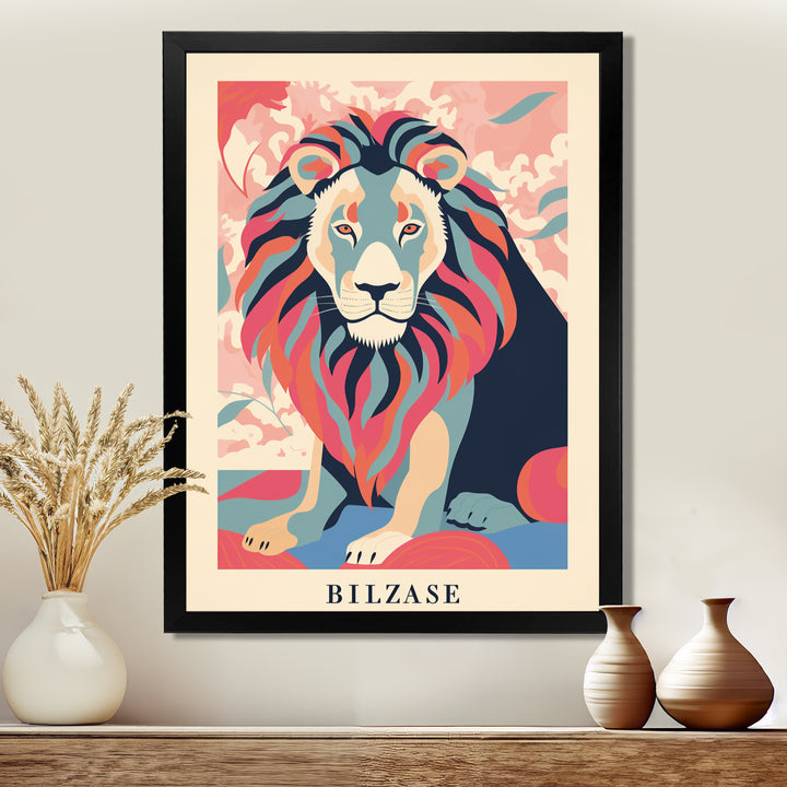 Magnificent Lion Retro Illustration Faded Colors - Lion Wall Decor