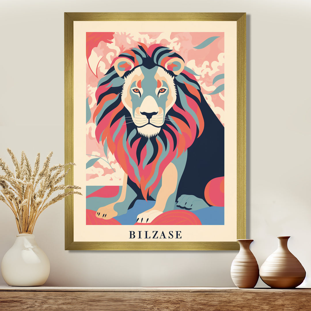 Magnificent Lion Retro Illustration Faded Colors - Lion Wall Decor