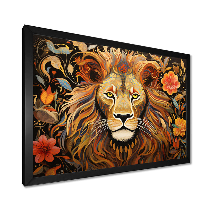 Gorgeous Lion Flower Boho Portrait - Lion Wall Decor