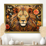 Gorgeous Lion Flower Boho Portrait - Lion Wall Decor