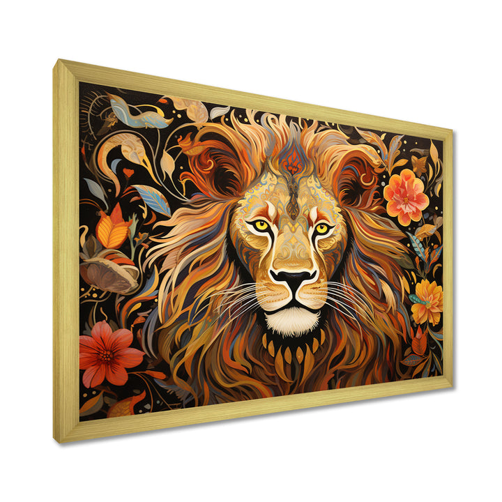 Gorgeous Lion Flower Boho Portrait - Lion Wall Decor
