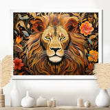 Gorgeous Lion Flower Boho Portrait - Lion Wall Decor