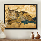 Smiling Lynx Asian Vintage Gold - Brown Leopard Wall Art