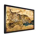 Smiling Lynx Asian Vintage Gold - Brown Leopard Wall Art