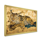 Smiling Lynx Asian Vintage Gold - Brown Leopard Wall Art