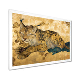 Smiling Lynx Asian Vintage Gold - Brown Leopard Wall Art