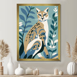 Lynx Portrait Faded Retro Blue Illustration - Brown Cat Wall Art
