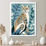 Lynx Portrait Faded Retro Blue Illustration - Brown Cat Wall Art