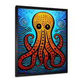 Orange Deep Sea Octopus Retro Abstract - Octopus Canvas Wall Art
