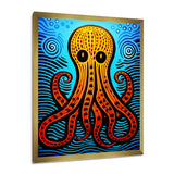 Orange Deep Sea Octopus Retro Abstract - Octopus Canvas Wall Art