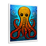 Orange Deep Sea Octopus Retro Abstract - Octopus Canvas Wall Art