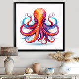 Ravenous Red Octopus Watercolor - Octopus Canvas Wall Art