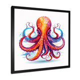 Ravenous Red Octopus Watercolor - Octopus Canvas Wall Art