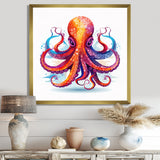 Ravenous Red Octopus Watercolor - Octopus Canvas Wall Art