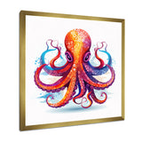 Ravenous Red Octopus Watercolor - Octopus Canvas Wall Art
