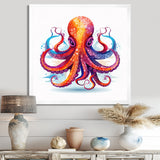 Ravenous Red Octopus Watercolor - Octopus Canvas Wall Art