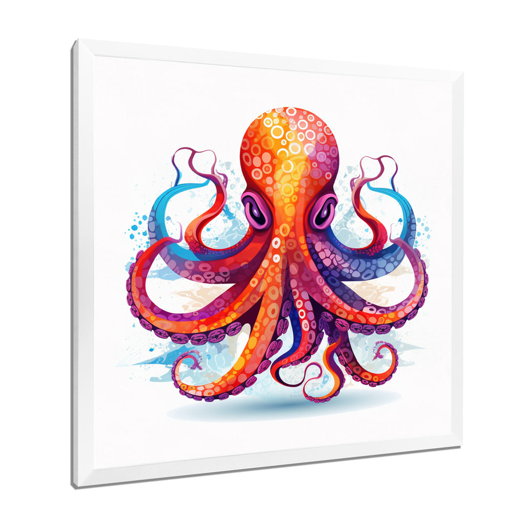 Ravenous Red Octopus Watercolor - Octopus Canvas Wall Art