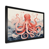 Octopus Queen On The Waves Retro Illustration - Octopus Wall Decor