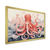 Octopus Queen On The Waves Retro Illustration - Octopus Wall Decor