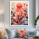 Retro Pink Octopus Retro Deep Sea - Octopus Wall Art Prints