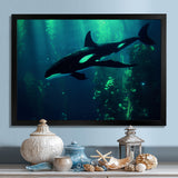 Deep Ocean Orka God Rays - Black Coastal Animal Wall Art