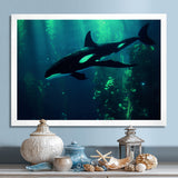 Deep Ocean Orka God Rays - Black Coastal Animal Wall Art