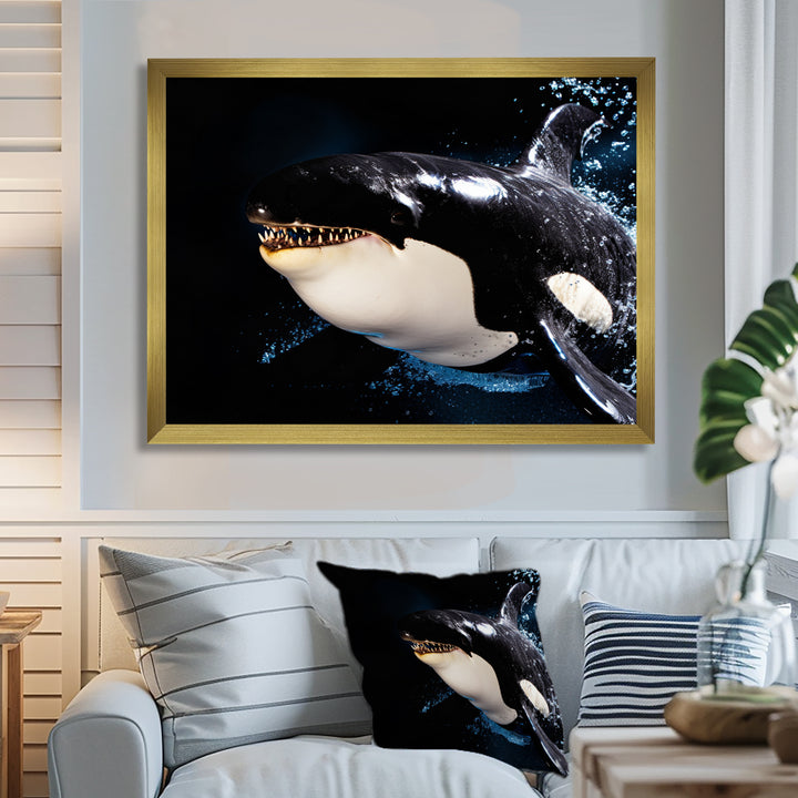 Smiling Deep Sea Orka - Coastal Animal Large Canvas Wall Art