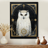 White Owl Wisdom Retro Glam Collage - Owl Living Room Wall Art