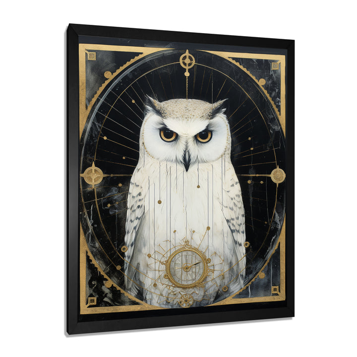 White Owl Wisdom Retro Glam Collage - Owl Living Room Wall Art