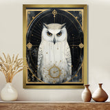 White Owl Wisdom Retro Glam Collage - Owl Living Room Wall Art