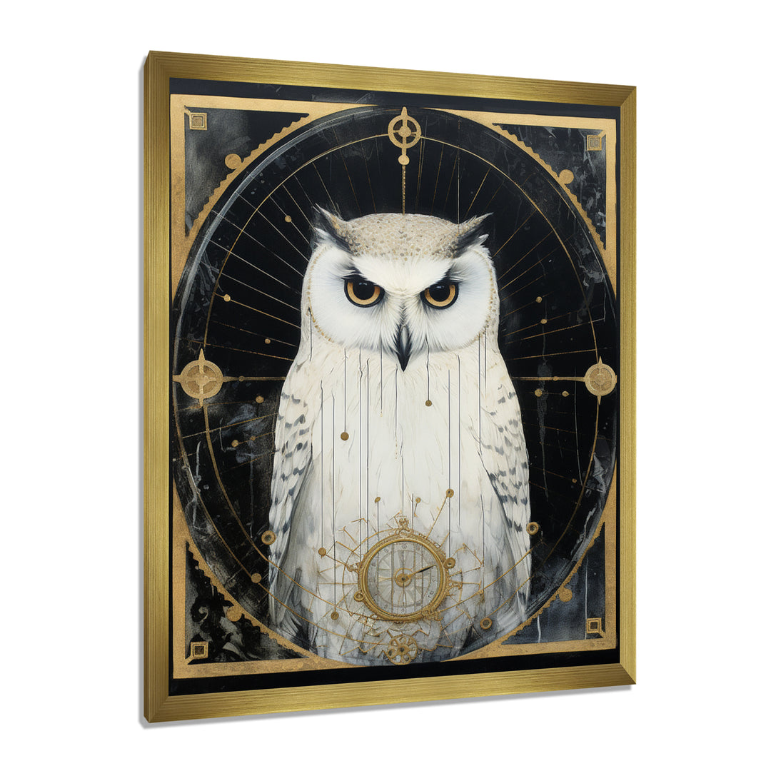White Owl Wisdom Retro Glam Collage - Owl Living Room Wall Art