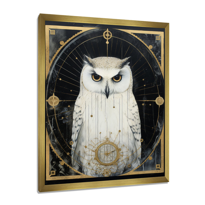 White Owl Wisdom Retro Glam Collage - Owl Living Room Wall Art