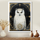 White Owl Wisdom Retro Glam Collage - Owl Living Room Wall Art
