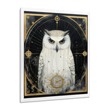 White Owl Wisdom Retro Glam Collage - Owl Living Room Wall Art