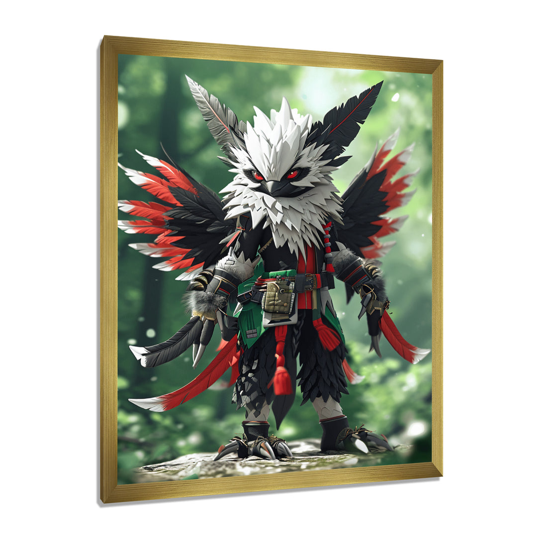 White Owl Feathered Fantasy Warrior - Owl Bedroom Wall Art