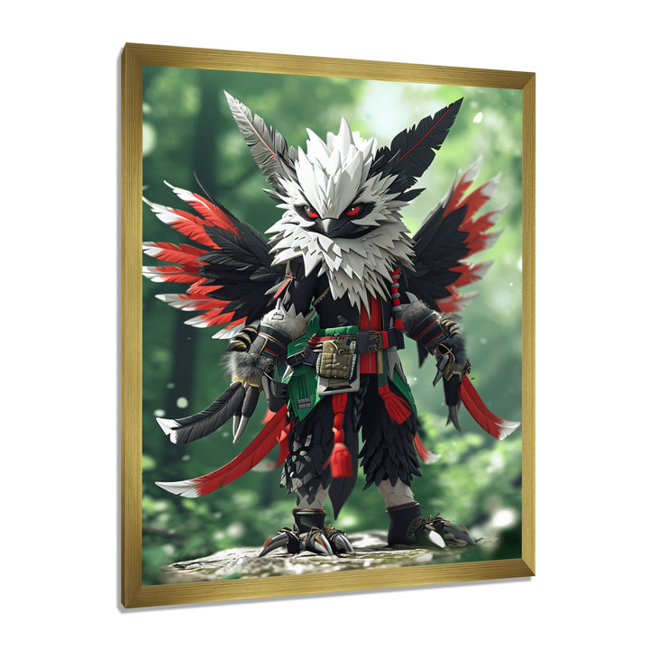 White Owl Feathered Fantasy Warrior - Owl Bedroom Wall Art