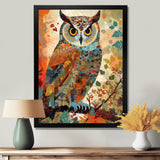 Colorful Boho Owl Retro Illustration - Owl Canvas Wall Art